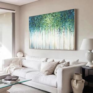 Pintura al Óleo Acrílica Personalizada al por Mayor, Hecha a Mano, con Esmeralda, Verde y Azul, Arte Abstracto, para Comedor o Pasillo, Lienzo 3D de Gran Tamaño - Product Image 4