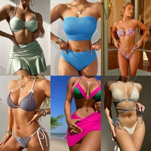 Nuevos productos de venta caliente traje de baño cubrir mujeres 2 piezas traje de baño completo hermoso Sexy bronceado a través de <span class=keywords><strong>Bikini</strong></span> traje de baño - Product Image 5