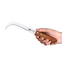 Couteau à fruits traditionnel en acier inoxydable avec manche en bois, couteau à banane écologique ambidextre, finition brossée