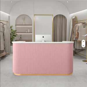 Comptoir de caisse moderne pour petite clinique, bureau de réception rose pour petit salon de beauté, comptoir de caisse pour boutique, bureau d'accueil - Product Image 5