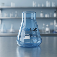 Botol Erlenmeyer Kaca Biru Bergraduasi, Botol Reagen Laboratorium, Wadah Pencampur Kimia, Sesuai DIN ISO 24450 BIOLAB OEM