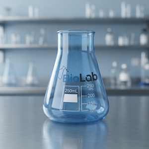 Bécher en verre bleu gradué, flacon de laboratoire, récipient de mélange chimique, conforme à la norme DIN ISO 24450 - Product Image 4