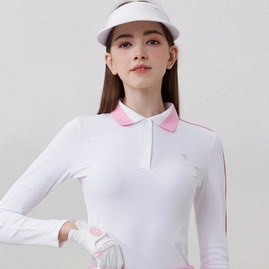 Ladies' Golf Spring Autumn <b>Long</b> Sleeve Sporty Slim Fit Turn-Down Collar Top All-<b>Match</b> Athletic Golf Wear T-Shirt - Product Image 4