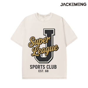 Camiseta Oversize de Algodón Lavado con Estampado Temático de Club de la Superliga Deportiva con Letra <span class=keywords><strong>J</strong></span>, Estilo Retro Casual, Almacén de EE. UU. - Product Image 3