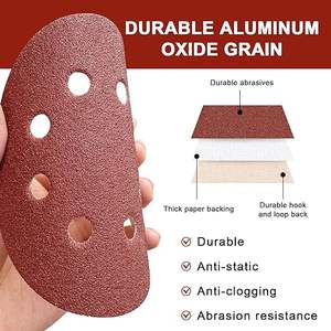 Disques abrasifs en oxyde d'aluminium à crochet et boucle de 9 pouces, 8 trous, grain 120, épaisseur 1 mm, OEM, <span class=keywords><strong>pour</strong></span> ponçage à sec du <span class=keywords><strong>bois</strong></span> et du plâtre - Product Image 2