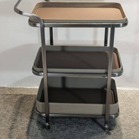 Table d'appoint mobile en cuir pleine fleur, style moderne et minimaliste, chariot de service compact pour salon, table d'angle domestique