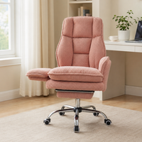 Chaise de bureau à jambes croisées, réglable en hauteur, avec coussin épais, accoudoirs réversibles, grande taille, avec repose-pieds