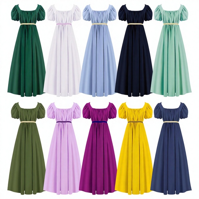 Bridgeton Role Playing Cosplay Costume Retro High Waist Ball Gown Victorian Sweet Polyester Fibre Women Lady Long Skirt Dress