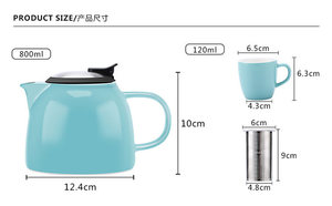 Théière de voyage moderne en céramique rouge sans plomb de 600 ml (20 oz) avec couvercle en acier inoxydable et infuseur extra-fin pour thé en vrac et café - Product Image 4