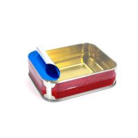 Boîte en fer blanc rectangulaire personnalisable avec couvercle à charnière, finition laquée, impression offset, marque privée, pour rangement et cadeaux