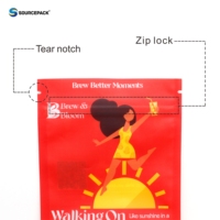 Emballage en sachet plastique personnalisé, sachet refermable à fermeture éclair, sachet autoportant refermable, emballage alimentaire pour en-cas