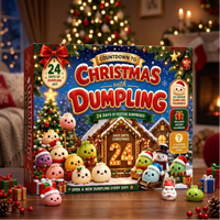 Calendrier de l'Avent 24 surprises en forme de ravioli, jouets sensoriels mignons à presser, collection de jouets anti-stress, boîte cadeau de compte à rebours des fêtes en résine époxy
