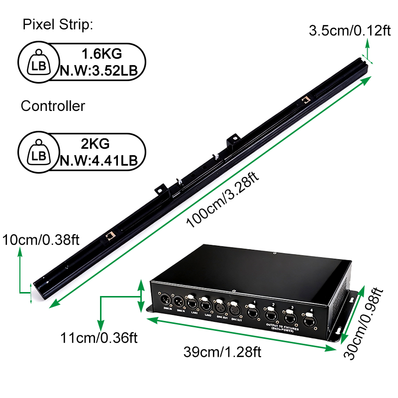 Grace 40pcs LED Matrix Light RGB Led Bar Dmx Art-net Control Digital Pixel Bar Wash