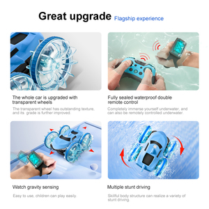 Glow tekerlek Stunt Amphibious RC köpekbalığı oyuncak arabalar çocuklar için jest algılama uzaktan kumandalı kamyon oyuncak 2.4ghz radyo kontrol aracı - Product Image 5