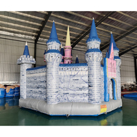 Château gonflable portable de qualité commerciale en PVC, résistant aux UV et ignifuge, couleur rose, pour location événementielle