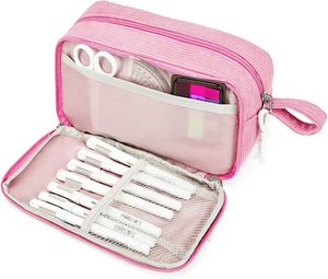 Trousse à crayons grande capacité en velours côtelé souple à 3 compartiments pour fournitures scolaires pour adolescentes et adolescents sans fermeture Chine - Product Image 6