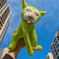 Peluche Chat Coquin Amusant et Mignon, Animal en Peluche Vert Citron, Corps Doux, Masque en Forme de Cœur, Expression Gruinante, Cadeau pour Enfants