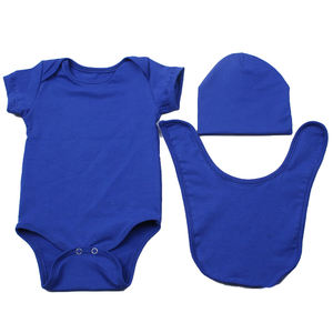 Conjuntos de Ropa para Bebé al por Mayor: Pelele, Gorro y Baberos de Verano Lisos Orgánicos para Niña - Product Image 2