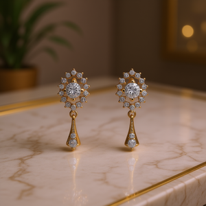 Orecchini Pendenti Swarovski Star in Oro 18K con Diamanti Taglio Brillante Rotondo, Montatura a Griffe, Gioielli Classici da Sposa per Donna - Product Image 2