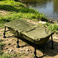 Lit de pêche à la carpe portable, six pieds réglables, taille pliable compacte, berceau à carpe pliable