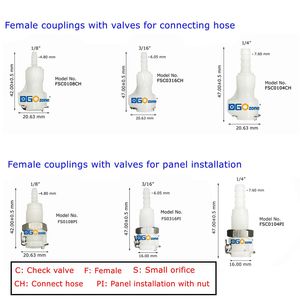 [FSC0108CH] Raccordi rapidi mini da 1/8 di pollice con valvola, connettori in plastica per tubi flessibili - Product Image 3
