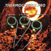 Thermocouple de type K haute précision avec gaine en acier inoxydable et raccord de compression réglable, prise mini standard jaune