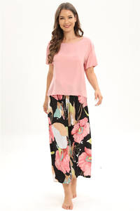 Vêtements de nuit décontractés pour femmes, style européen, luxueux et élégant, en rayonne douce, manches courtes, pantalon long, printemps, été, automne, <span class=keywords><strong>hiver</strong></span> - Product Image 4