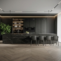 Accessoires de cuisine modernes de haute qualité, ensemble complet de meubles, unité complète, bois noir, modulaire, prêt à assembler
