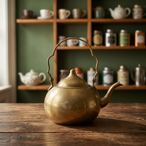 Vintage Brass Teapot With <b>Lid</b> Metal Handle Water <b>Pot</b> Kettle - Product Image 5