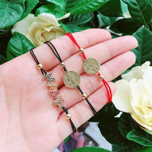 Pulsera con <span class=keywords><strong>Cruz</strong></span> de <span class=keywords><strong>San</strong></span> <span class=keywords><strong>Benito</strong></span>, brazalete negro y rojo, chapado en oro, de moda, venta al por mayor - Product Image 3