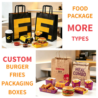 Dossiers en papier kraft biodégradables et recyclables personnalisés pour emballages jetables de restauration rapide (pizza, poulet frit, frites) avec pelliculage mat