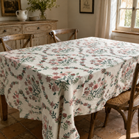 Nappe de table en lin pour événements, impression réactive, motif floral, nappe personnalisée, nappe rectangulaire, nappe à impression personnalisée