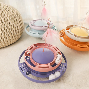 Vendedor caliente 2025 Venta directa de fábrica 2 niveles Juguetes divertidos para mascotas Tocadiscos <span class=keywords><strong>Crazy</strong></span> Ball Disk Juguetes interactivos para gatos para mascotas - Product Image 2