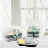 Sacs shopping écologiques biodégradables imprimés sur mesure, sacs shopping en plastique PE avec soufflet latéral et poignée longue