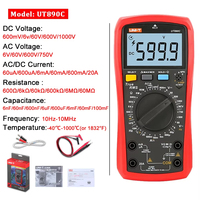Multimètre numérique UNI-T UT890C UT890D+ - Ampèremètre, voltmètre, fréquencemètre, résistance, capacité - Certifié CE/FCC/RoHS - U18 1000V