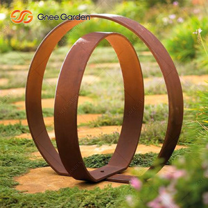 Escultura de Columna de Anillo de Acero Corten, Directo de Fábrica, Decoración de Jardín Hecha a Mano, Acabado Oxidado Natural, 3-8 mm de Grosor, 800-1200 mm - Product Image 6