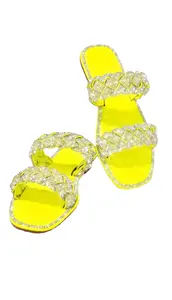 Lässige Gummi Glitter EVA Strass geschlossene Zehen flache Sandalen für Frauen und Damen