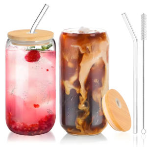 Wide Mouth Lovely Reusable 16oz 500ml Transparent Food Grade Glass Mason Drinking Bottle Screw Cap Straw <strong>Screen</strong> Printed <strong>Reed</strong> - Product Image 6