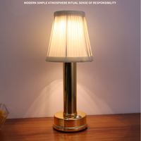 Lampe de table moderne à abat-jour en tissu, commande tactile LED, rechargeable sans fil, lampe de bureau en métal pour restaurant