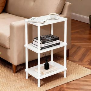 Minimalist Modern Wood Nightstand 3 Tier Storage Shelf For Bedroom Living Room Small <b>Bookshelf</b> With Basket Organizer - Product Image 4