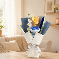 Mini panier en soie bleu tricoté à la main BH European, fleurs séchées, décoration artisanale en pot, cadeau de vacances, centre de table