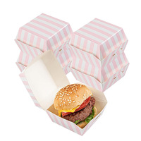 8211 papier de qualité supérieure à emporter boîtes à hamburger à rayures roses et blanches contenants alimentaires pour restaurant en gros mini boîtes à hamburger