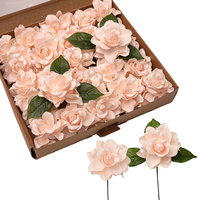 Fleur artificielle de gardénia en mousse PE de haute qualité, couleur crème ivoire, faite à la main, luxueuse, toucher naturel, pour la Saint-Valentin