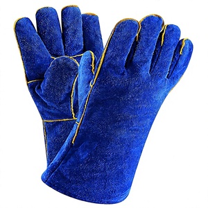 High Quality Multi Functional Hide Split Leather Working <b>Gloves</b> Long Cuff <b>Welding</b> Heat Protective Resistant Safety <b>Glove</b> for BBQ - Product Image 1