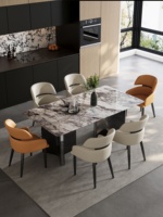 Table à manger rectangulaire moderne en marbre naturel italien de luxe pour la maison et l'hôtellerie