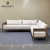 Canapé d'angle en teck de qualité supérieure Decoout, ensemble de meubles d'extérieur en teck avec chaise longue pour hôtel, patio, complexe hôtelier