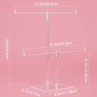 FF2409 acrylique 2 niveaux T-Bar support de boucle d'oreille bijoux affichage photographie accessoires Transparent Bracelet collier présentoir