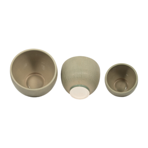 Vasi moderni in gres ceramico rotondi per piante da interno ed esterno, set di tre dimensioni - Product Image 6