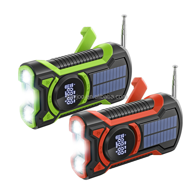 Solar Hand Crank AM/FM Emergency Radio IPX5 Waterproof 5000mAh Power Bank Flashlight Wireless for Speaker SOS Portable