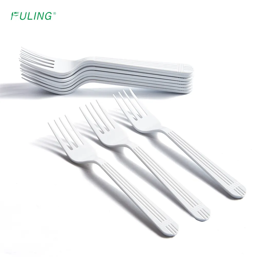 FULING Fourchette en plastique blanche en gros Couverts en plastique jetables robustes